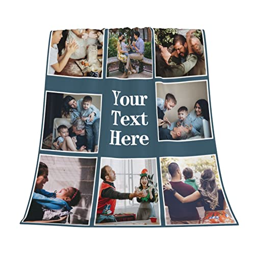 Custom Blankets with Photos, Blanket Personalized Soft Blanket for Family Wedding Birthday Christmas Valentines Day Gifts for Women Him Her Friends，Style Custom Photo Blankets for Mom Father