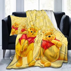 2pcs 60×50 inches cute blanket throw blanket-fluffy, warm, comfy, plush 18x18in pillow case