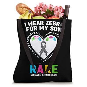 Rare Disease Awareness Shirt - I Wear Zebra for My Son Tote Bag