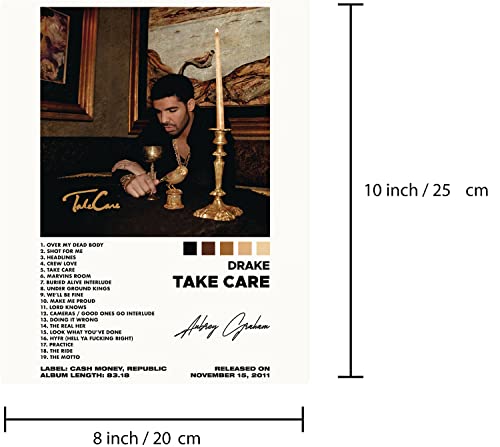 INGVY Take Care Album Cover Poster Family Decorative Painting Wall Art Canvas Posters Hanging Poster Gifts 8x12inch(20x25cm)