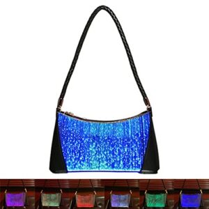 gloomall women led evening shoulder bags fiber optic light up crossbody clutch wallet glitter party trendy small handbags bag (black)