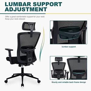 ralex-chair Office Chair Ergonomic Desk Chair Comfort Adjustable Height with Wheels，Lumbar Support Mesh Swivel Computer Home Office Study Task Chair 5008