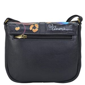 Anna by Anuschka Hand Painted Women’s Genuine Leather Flap Crossbody -Tropical Dreams Black