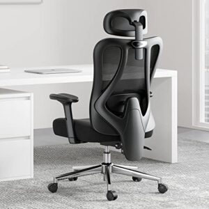 hbada ergonomic office chair, 2d adjustable lumbar support and headrest, large angle adjustment of the back,black