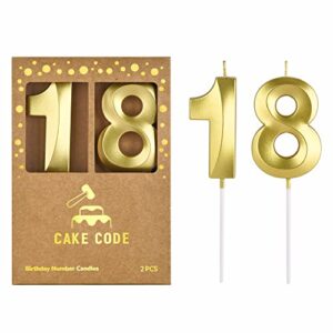 cake code 2.76 inch diamond gold 18 number birthday candles, gold number candles, cake number candles, party celebration