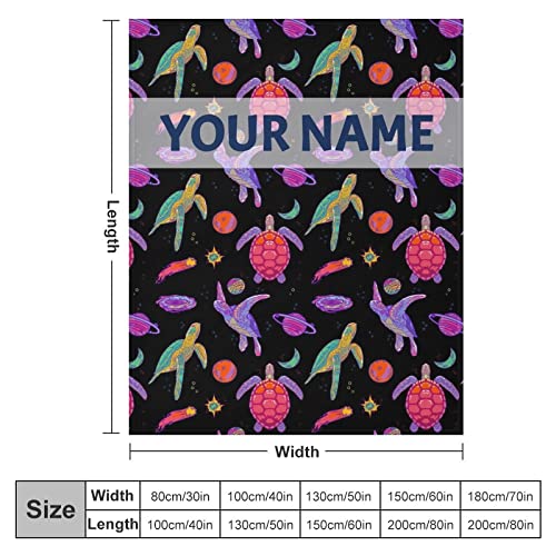 Personalized Sea Turtle Blanket Gifts with Text Name, 40"x50" Turtle Flannel Fleece Throw Blanket Soft, Lightweight, Comfortable, Warm Sea Turtle Themed Blanket for Kids Adults