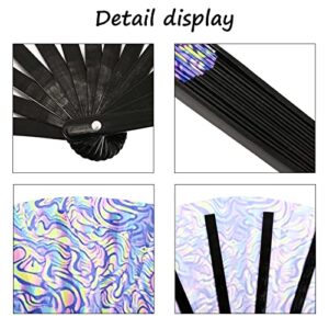 JYSILIYH Hand Fans for Women Foldable,Large Folding Hand Rave Fan,Folding Hand Fan,Folding Fan,Hand Fans,Pride Fan,Bamboo and Nylon-Cloth Folding Hand Fan,Folding Fan Dance Fan for Women Men (Waves)