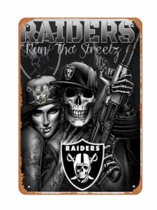 raiders poster tin sign vintage metal sign for home cafe bar pub man cave wall decor 8×12 inch