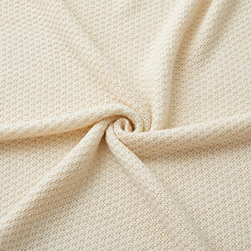 Eychei Acrylic Cable Knit Throw Blanket 50" x 60" Soft Cozy Knitted Throw Blanket, Lightweight Warm Decorative Sofa Knit Bed Blankets (Off White)