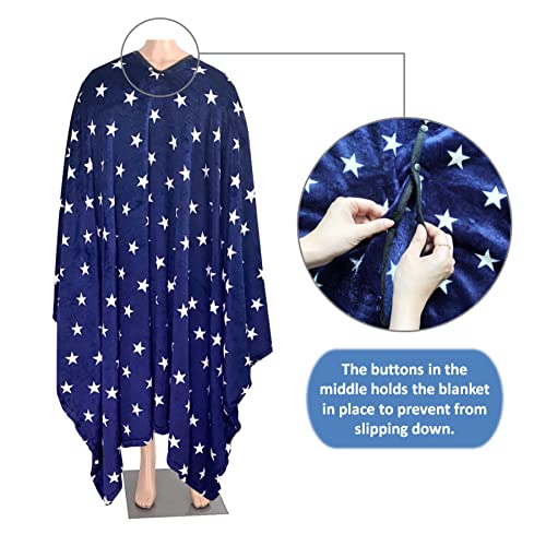 EZ Kitchen 2 in 1 Wearable Blanket Fleece Blanket Star Printed, Fleece Throw Blanket for Couch, Comfortable Plush Fuzzy Cozy Soft Blankets and Throws for Sofa, Outdoor Blanket, Navy Blue Blanket