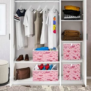 Kigai Valentine's Day Heart Storage Baskets, 16x11x7 in Collapsible Fabric Storage Bins Organizer Rectangular Storage Box for Shelves, Closets, Laundry, Nursery, Home Decor