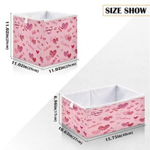 Kigai Valentine's Day Heart Storage Baskets, 16x11x7 in Collapsible Fabric Storage Bins Organizer Rectangular Storage Box for Shelves, Closets, Laundry, Nursery, Home Decor