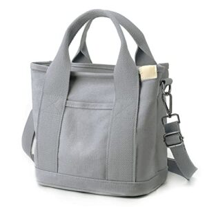 psfs large capacity multi-pocket handbag, crossbody bag women shoulder handbag canvas tote bags for women (gray – crossbody)