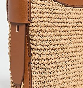 rag & bone Women's Belize Mini Bucket Bag Straw, Natural, Tan, Brown, One Size