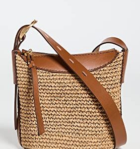 rag & bone Women's Belize Mini Bucket Bag Straw, Natural, Tan, Brown, One Size