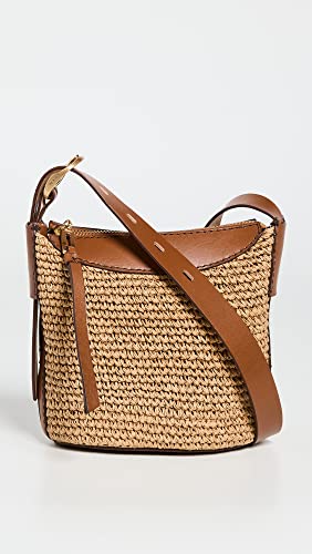 rag & bone Women's Belize Mini Bucket Bag Straw, Natural, Tan, Brown, One Size