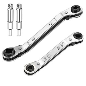 wadeo hvac service wrench tools, refrigeration service wrench set 3/16”, 3/8”, 5/16”, 1/4” air conditioner ratchet wrenchs with hex bit adapter for hvac