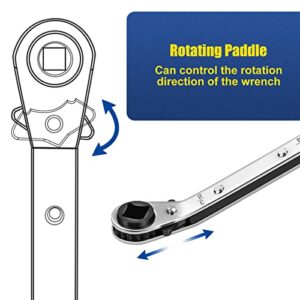 WADEO Hvac Service Wrench Tools, Refrigeration Service Wrench Set 3/16”, 3/8”, 5/16'', 1/4'' Air Conditioner Ratchet Wrenchs with Hex Bit Adapter for HVAC