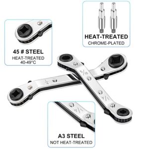 WADEO Hvac Service Wrench Tools, Refrigeration Service Wrench Set 3/16”, 3/8”, 5/16'', 1/4'' Air Conditioner Ratchet Wrenchs with Hex Bit Adapter for HVAC