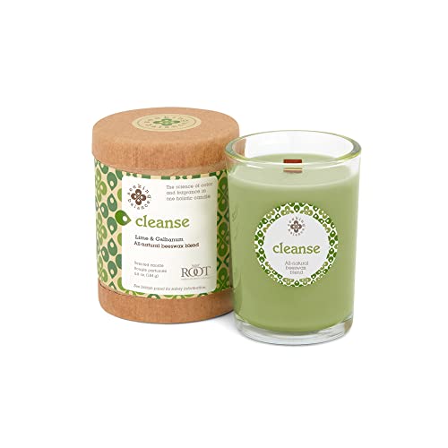 Root Candles Scented Spa Candles Seeking Balance® Handcrafted Wood Wick Aromatherapy Candle, 6.5-Ounce, Cleanse: Lime + Galbanum