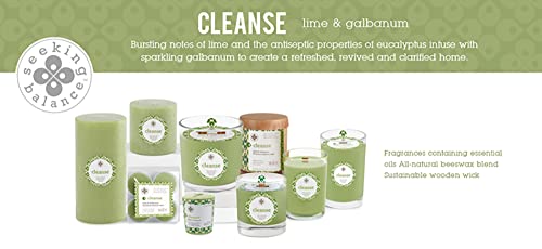 Root Candles Scented Spa Candles Seeking Balance® Handcrafted Wood Wick Aromatherapy Candle, 6.5-Ounce, Cleanse: Lime + Galbanum