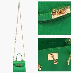 IKE DREAMS Women's Lux Micro Mini Vegan Leather Top Handle Fashion Crossbody (Kelly Green)