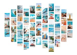 wall collage kit aesthetic pictures for room wall-decor – wall collage kit bedroom decor for teen girls – 50pcs blue beach posters for room aesthetic 4″ x 6″…