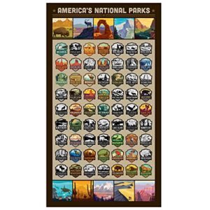 americanflat national park scratch off poster – scratchable list of 63 national parks across usa – 16″x29″ scratch off poster and us national park tracker with full color travel style icons