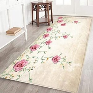 long runner rug for hallway,spring chic floral roses vintage country shabby romantic rose flowers luxury,area rug non-slip floor carpet for bedroom indoor doormat washable entrance door mat