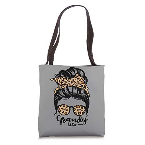 Grandy Life Messy Bun Hair Funny Grandma Tote Bag