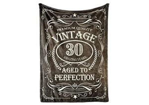 30th birthday gifts for men, 30th birthday decorations for him flannel throw blankets (50″x 65″) vintage
