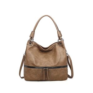 tugonk hobo bags handbags for women,fashion rivet studded hobo purse large shoulder bag crossbody purse