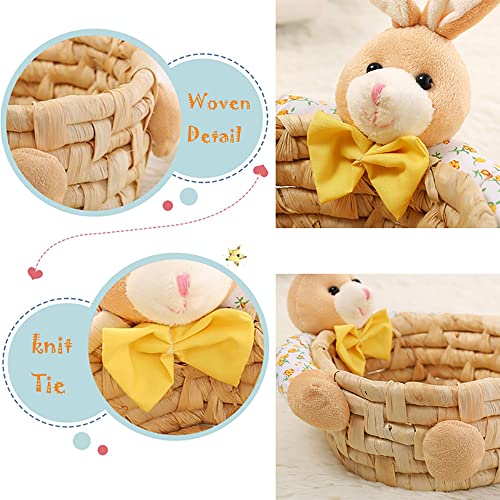 TikPick 3 Pcs Set Bunny Easter Basket Without Handle for Boy and Girl Gifts Box for Easter Eggs Stuffer Chocolate Nuts, Bunny Stuffed Animal Basket Candy Box for Home Decorations