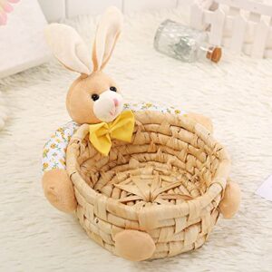 TikPick 3 Pcs Set Bunny Easter Basket Without Handle for Boy and Girl Gifts Box for Easter Eggs Stuffer Chocolate Nuts, Bunny Stuffed Animal Basket Candy Box for Home Decorations