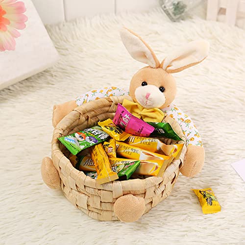 TikPick 3 Pcs Set Bunny Easter Basket Without Handle for Boy and Girl Gifts Box for Easter Eggs Stuffer Chocolate Nuts, Bunny Stuffed Animal Basket Candy Box for Home Decorations