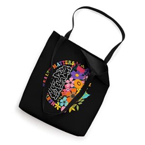 Mental Health Matters Floral Human Brain Illness Awareness Tote Bag