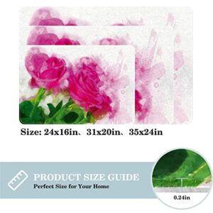 Watercolor Roses Floral Bright Pink Flowers, Indoor Door Mat Durable Front Door Mats Entryway Rug Non-Slip Absorbent Area Rugs Resist Dirt Rugs for Room Decor, 24"x16"