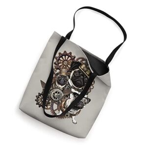 Steampunk Pugs Art Pug Dogs Lovers Vintage Steampunk Dog Tote Bag