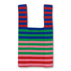 dvagoent rainbow tote bag for girls, striped tote bag for women, knitted tote bag, shoulder bags tote, armpit bags women fashion (blue red green)
