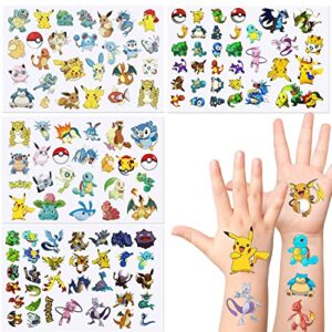 120 pcs anime temporary tattoos for kids, japanese cartoon tattoo stickers for kids, diy sticker arts, birthday party favors / supplies for kids, classroom school decorations – no repeat