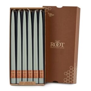 root candles 12-count unscented taper candles smooth hand-dipped dripless beeswax blend dinner candles, 12-inch, sage green