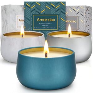 candles gifts for women men family unique 2023, 3 pack scented candles gifts set, 21 oz 120 hour burn soy candles for home scented, long lasting aromatherapy candles birthday gift for girlfriend