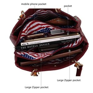 MKF Collection Patriotic Shoulder Bag for Women, USA Satchel Vegan Leather Designer American Flag Handbag Tote Purse