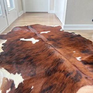 bonanza leathers Genuine Cowhide Rug Tricolor Brindle Size S/L/XL 5X6/6X7/7X8 FT (5X6)