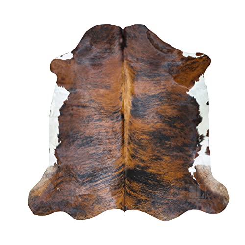 bonanza leathers Genuine Cowhide Rug Tricolor Brindle Size S/L/XL 5X6/6X7/7X8 FT (5X6)