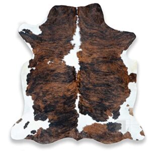 bonanza leathers Genuine Cowhide Rug Tricolor Brindle Size S/L/XL 5X6/6X7/7X8 FT (5X6)