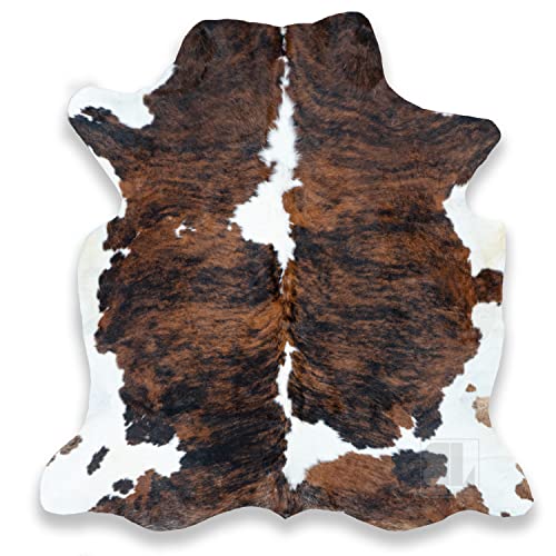 bonanza leathers Genuine Cowhide Rug Tricolor Brindle Size S/L/XL 5X6/6X7/7X8 FT (5X6)