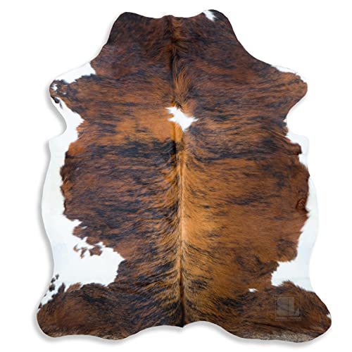 bonanza leathers Genuine Cowhide Rug Tricolor Brindle Size S/L/XL 5X6/6X7/7X8 FT (5X6)