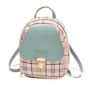 mini backpack crossbody bag for teenage girl plaid women shoulder phone purse korean style female (color : blue)