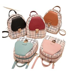 Mini Backpack Crossbody Bag for Teenage Girl Plaid Women Shoulder Phone Purse Korean Style Female (Color : Blue)